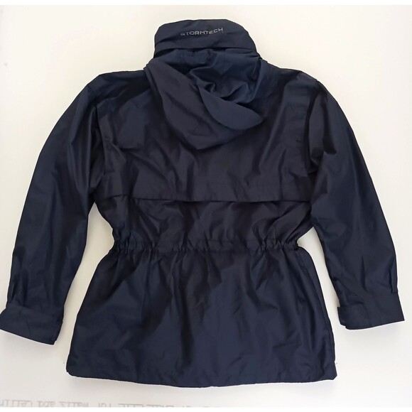 NWT Stormtech Blue Nylon Jacket Full Zip Pockets Foldaway Hood Cord Waist Sz L - Picture 10 of 10